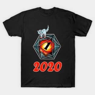Fireball and a roll of 1 for 2020 on a dnd d20 T-Shirt